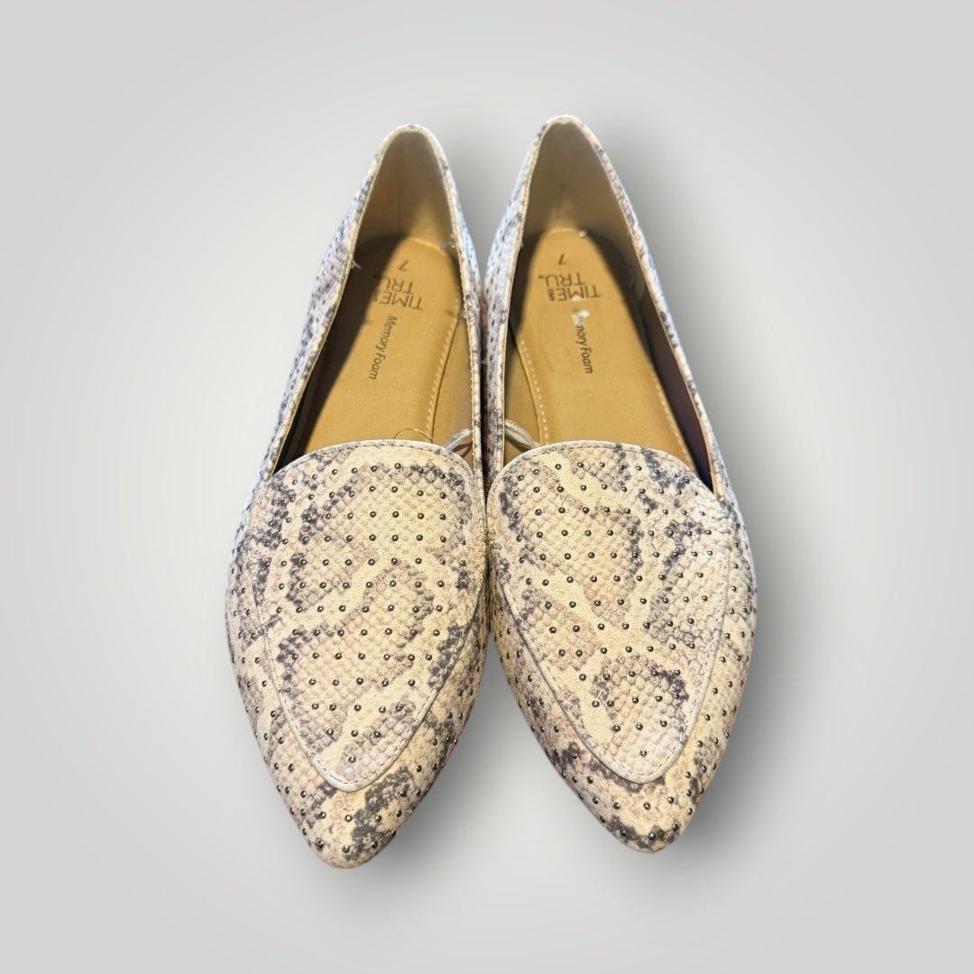 Time & Tru Snake Print Pointed Toe Flats Size 7